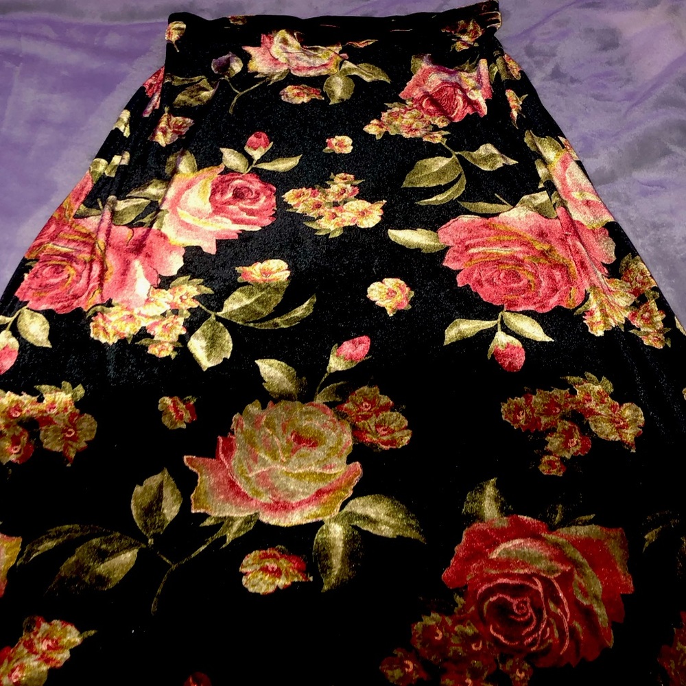 Dark cottagecore Floral long skirt